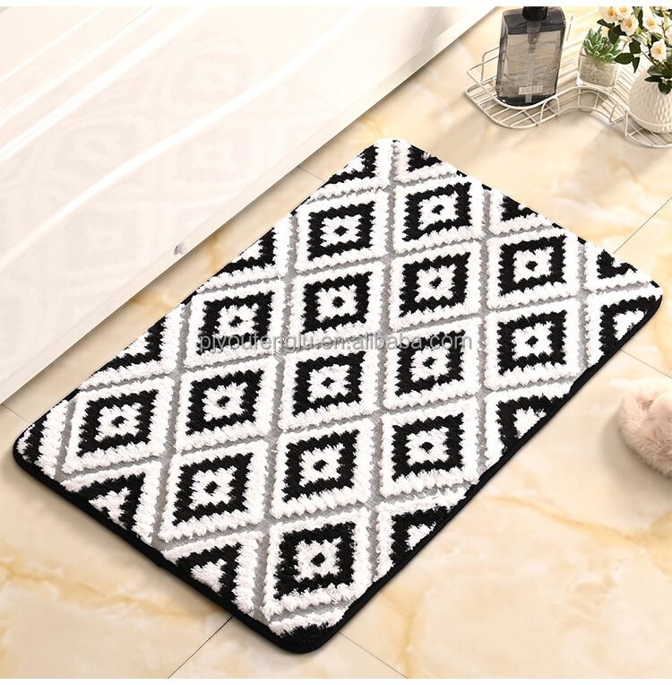 40x60cm Eco-Friendly Memory Foam Bath Mat - Anti-Slip Jacquard Sherpa Bathroom Rugs, Plush Bath Mats for Bathroom and Toilet, High-Absorbency Floor Coverings for a Cozy and Safe Bathroom Experience manufacture