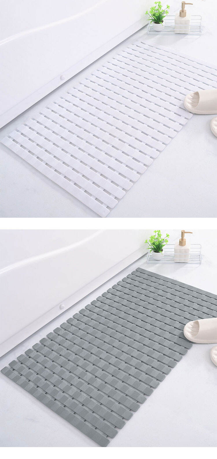 YFL Rectangle Shape High Quality Fashion Waterproof Non Slip PVC Bath Tub Suction Cups Square Shower Mat factory