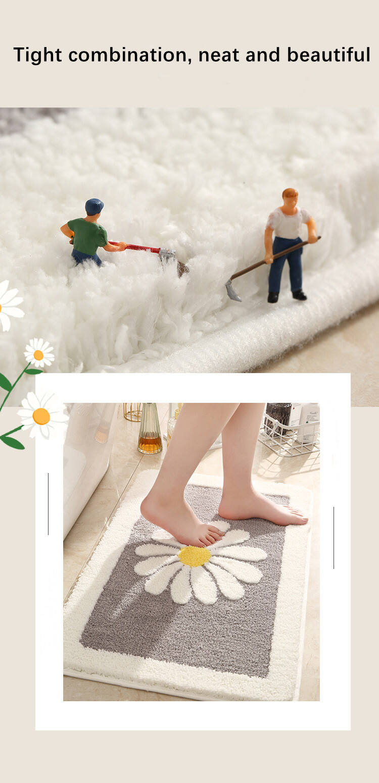 Top luxury Bathroom Rugs And Mats On Sale Long Bath Mats Customized Color Non Slip Chrysanthemum Shower Bath Mats supplier