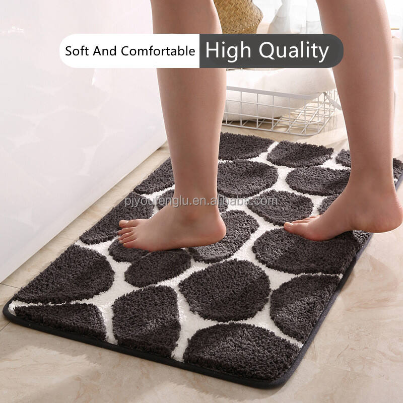 YFL Custom Soft And Comfortable Bathroom rug Bedroom Living Room Floor absorb water shaggy Cow pattern TPR bottom bath mat supplier