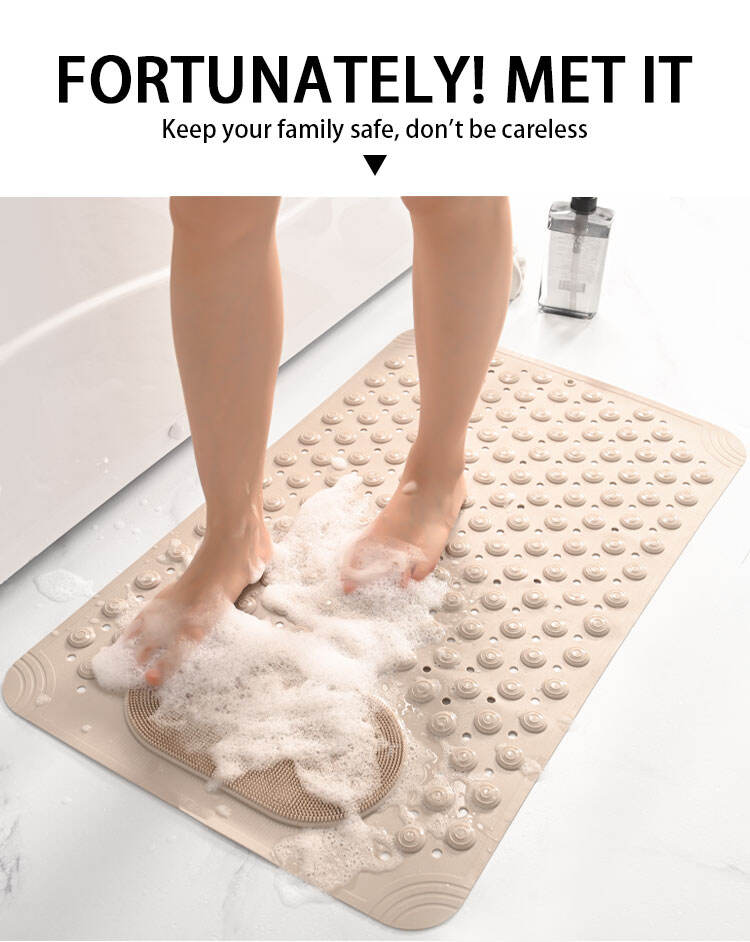 YFL Anti-Slip Massage Bathroom Bath Tub Mats with Suction Cup and Drain Hole Quick Drying Shower Floor Mat factory