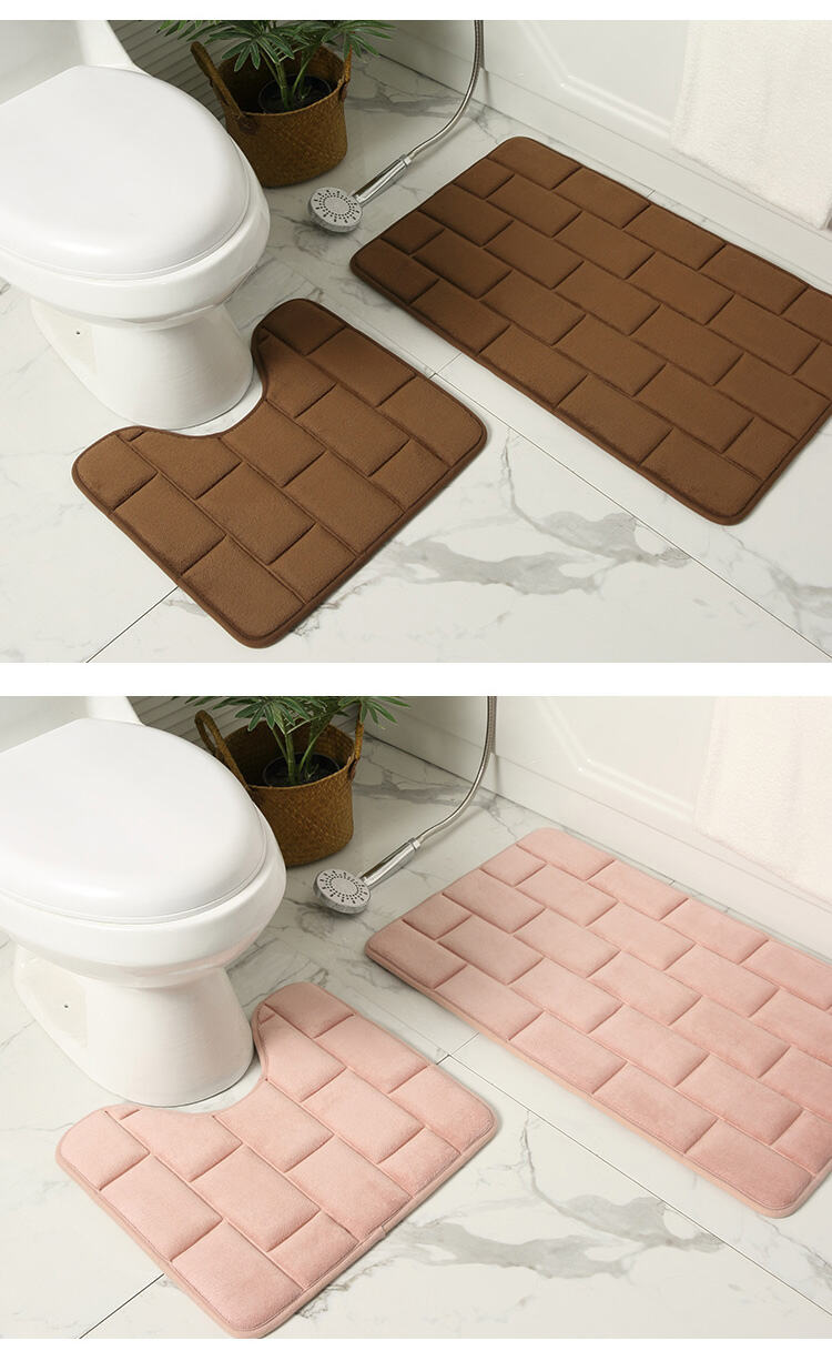 2-Piece 3D Embossed Floor Tile Pattern Memory Foam Bath Mat Set - Ultra Absorbent Non-Slip Bathroom Rugs and Mats, Ideal Bath Mats for Bathroom, Plush Floor Mats for Bedroom and Toilet manufacture