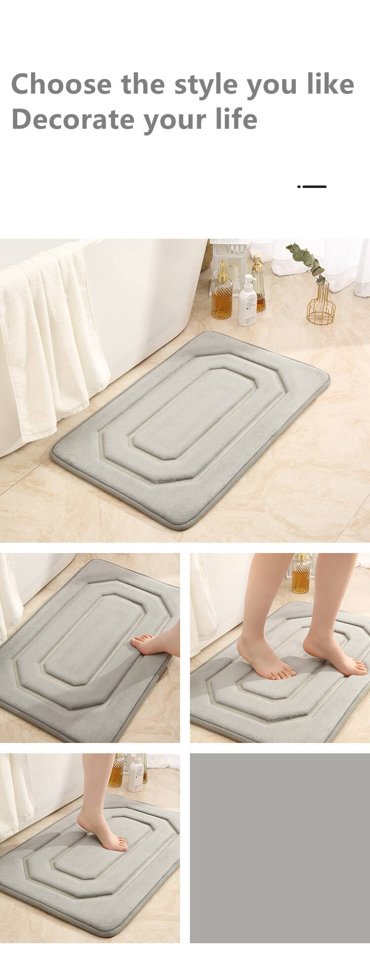 Customizable Solid Color Memory Foam Bath Mat - Luxury Non-Slip Bathroom Rugs and Mats, High-Absorbency Washable Bath Mats for Bathroom, Ideal for Bedroom, Living Room, and Hot Tub Mats manufacture