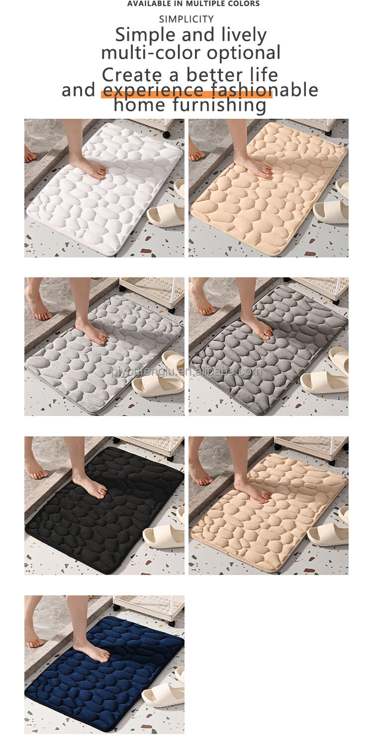 3D printing High frequency quick dry Non slip stereoscopic Cobblestone coral fleece Sandwich hot melt adhesive bottom bath mat details