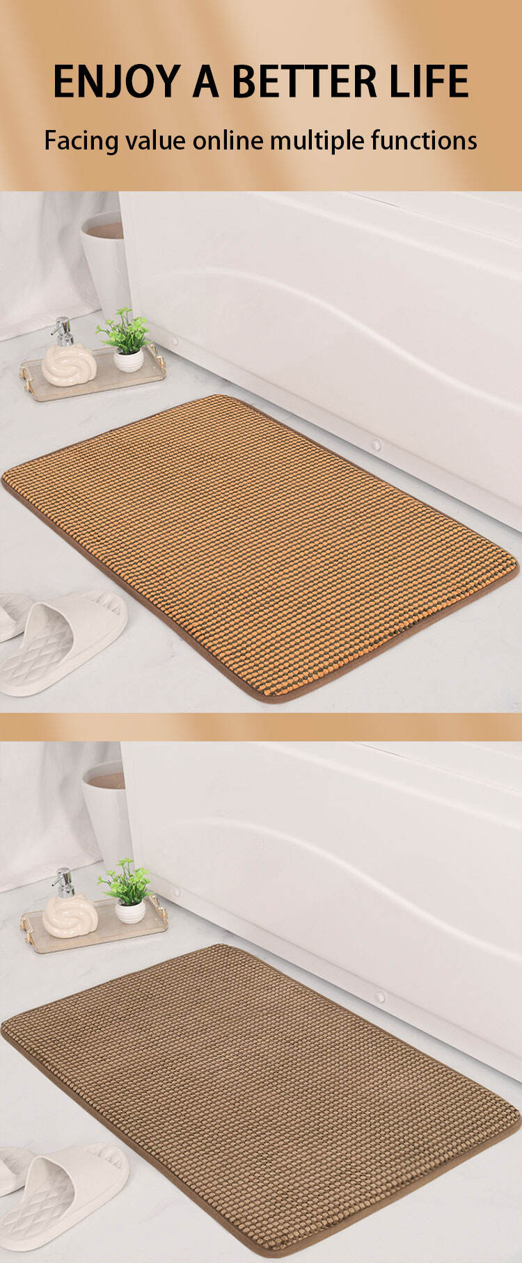 Quick-Dry Anti-Slip Memory Foam Bath Mat - Comfortable, Eco-Friendly Bathroom Rugs and Mats, Ideal Bath Mats for Bathroom, Plush Floor Mats for Adults manufacture