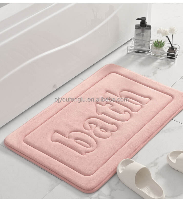 YFL High Quality Environment Friendly Coral Velvet Non Slip Bathroom Floor Mat Solid Color Indoor And Outdoor Door Mat factory