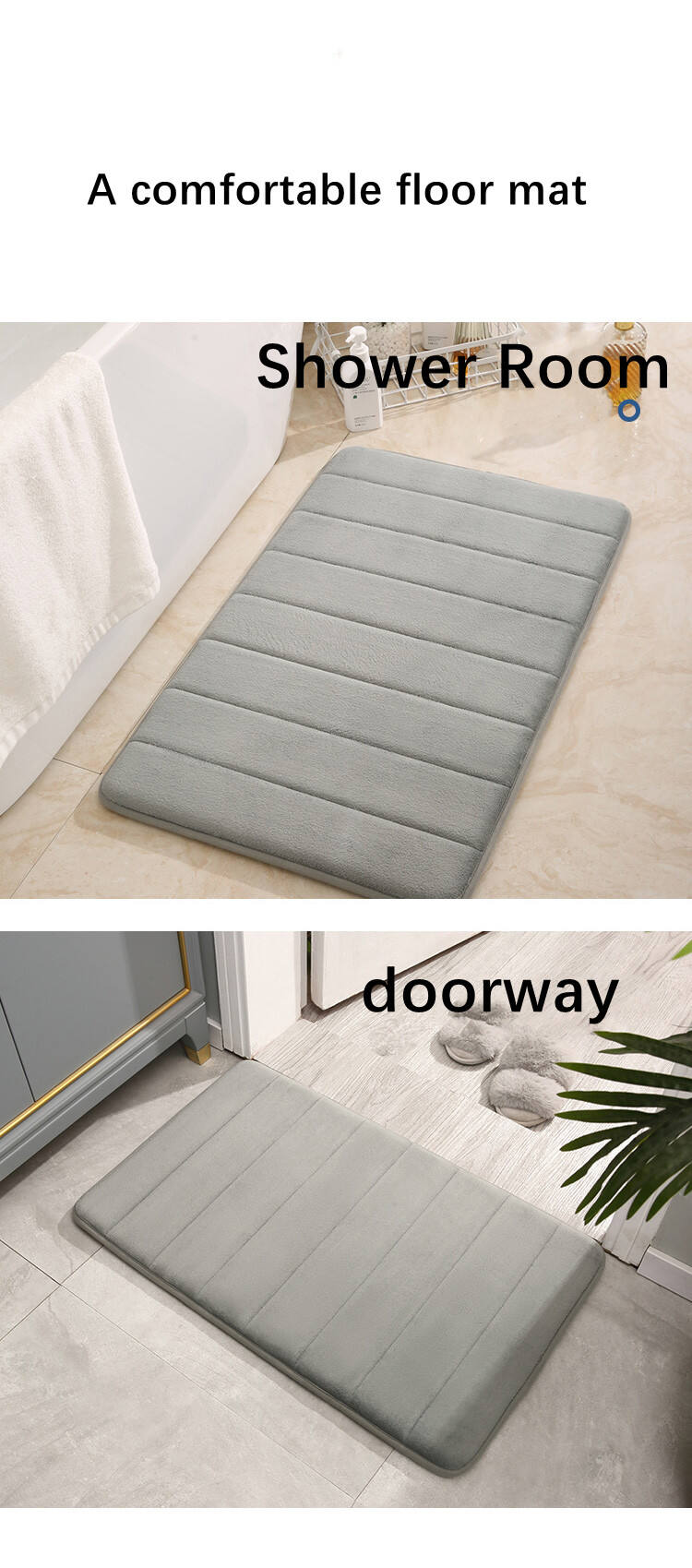 Eco-Friendly 35D Memory Foam Coral Velvet Bathroom Mat with Non-Slip PVC Bottom - Plush Bath Rugs and Bath Mats for Bathroom Safety and Comfort factory