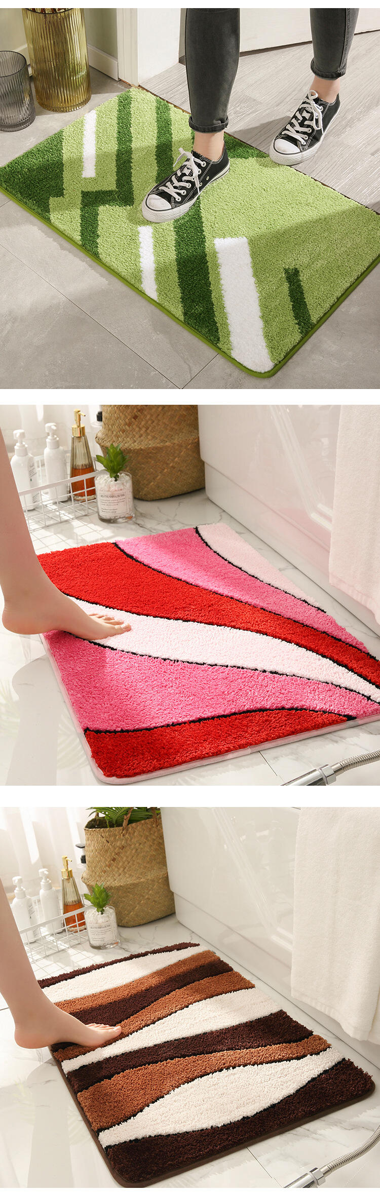 Hot Selling Microfiber Elegant Mats Door Floor Wavy Pattern Door Mats Living Room Decor Rugs details