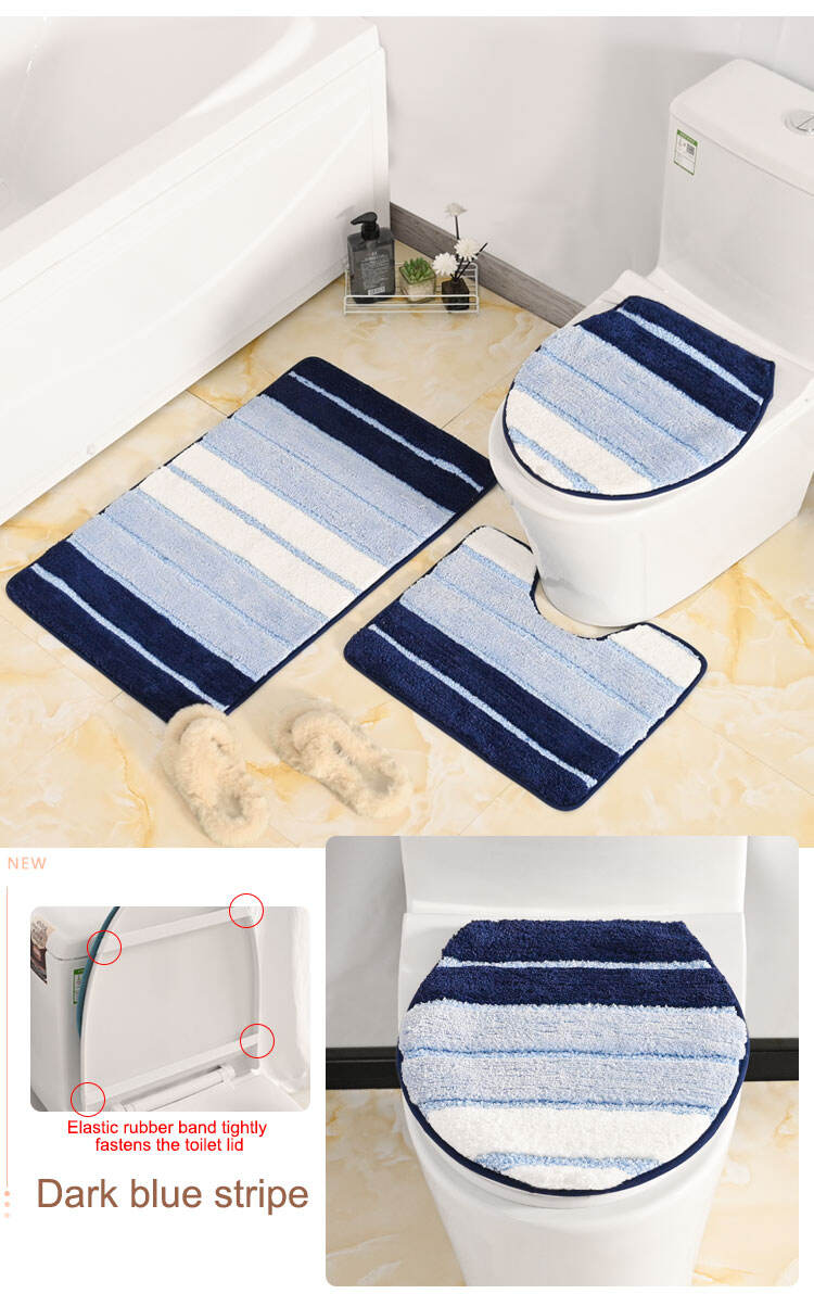 2023 New Design Microfiber Embossing toilet lid Water Absorbent Bathroom Non Slip Mat 100% Polyester Toilet Mat 3pcs toilet sets manufacture