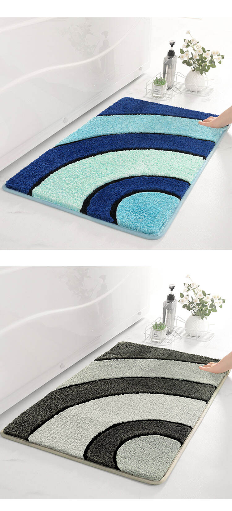 Wholesale 40*60 50*80cm Microfiber Comfortable Anti-Skid Quick Dry Bath Mat Absorbent Water Bathroom Carpet Rugs supplier