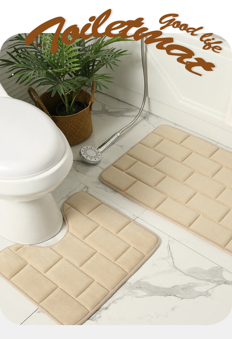 2-Piece 3D Embossed Floor Tile Pattern Memory Foam Bath Mat Set - Ultra Absorbent Non-Slip Bathroom Rugs and Mats, Ideal Bath Mats for Bathroom, Plush Floor Mats for Bedroom and Toilet manufacture