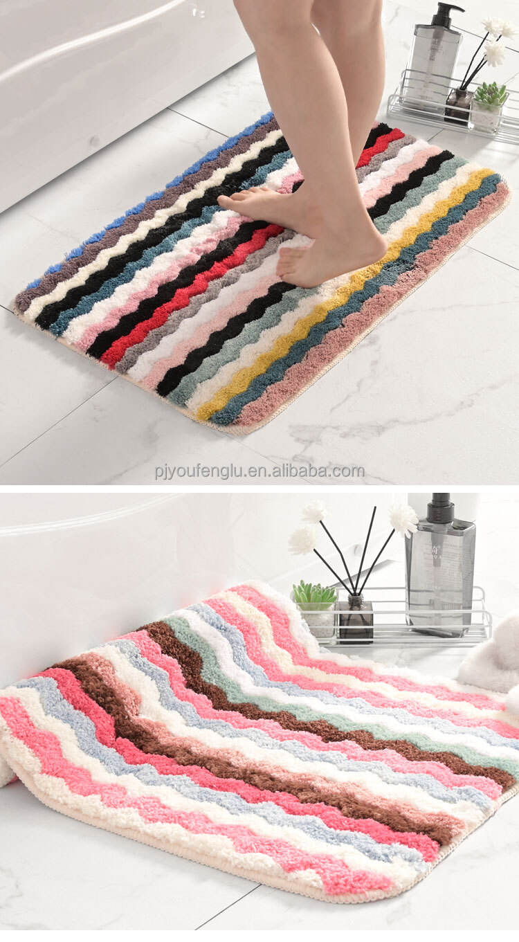 100% polyester mix Rainbow mat TPR bottom door mat kitchen bathroom absorbent microfiber mat wholesale washable non-slip rugs manufacture