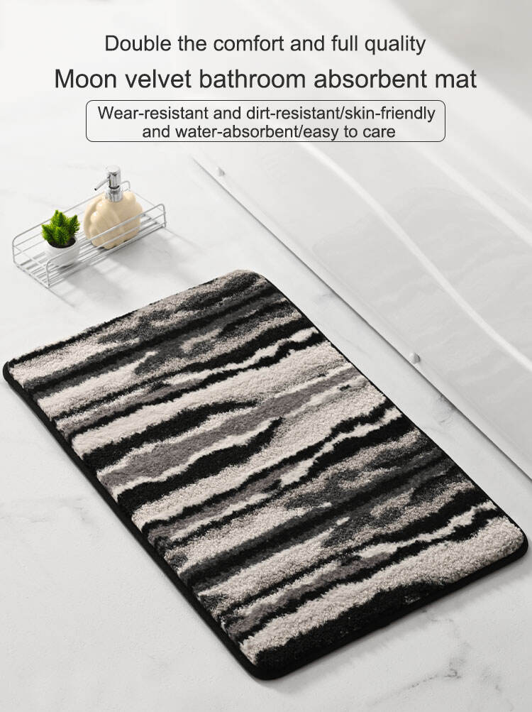 Quick Drying Moom Velvet Bathroom Rug Mats Soft Plush Anti-Slip Super Water Absorbent Bath Rugs Floor Mat details