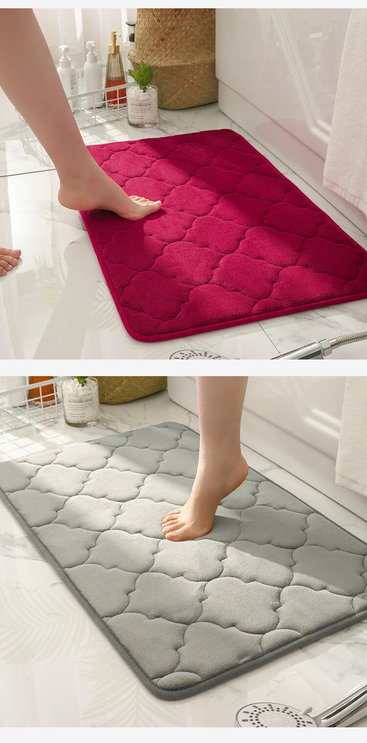 Environment Friendly Coral Velvet Non Slip Bathroom Mat Solid Color Indoor And Outdoor Doormat details