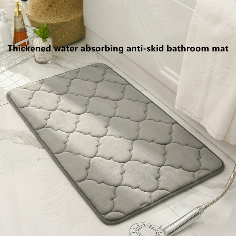 Environment Friendly Coral Velvet Non Slip Bathroom Mat Solid Color Indoor And Outdoor Doormat details