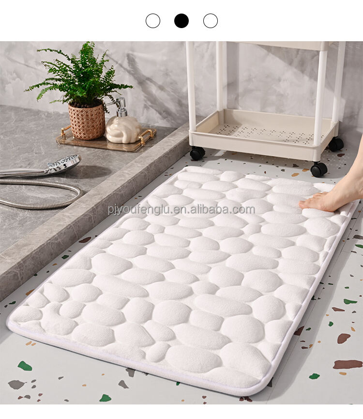 3D printing High frequency quick dry Non slip stereoscopic Cobblestone coral fleece Sandwich hot melt adhesive bottom bath mat supplier