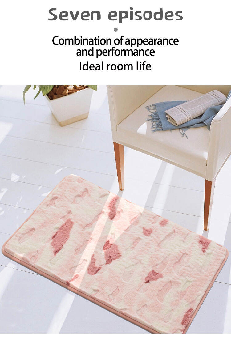 Hot sale Bath Mat Super Absorbent Non slip Faux Rabbit Fur Bathroom Rug waterproof easy clean anti-fatigue Bathroom Mat details