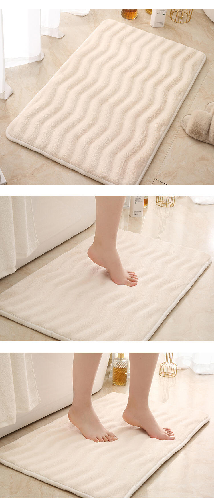 Memory Foam Bathroom Mat - Absorbent Non-Slip Bath Mat, Solid Color Bathroom Rugs and Bath Mats for Bathroom, Ideal for Bedroom and Living Room, Soft and Durable Bathroom Floor Mat manufacture