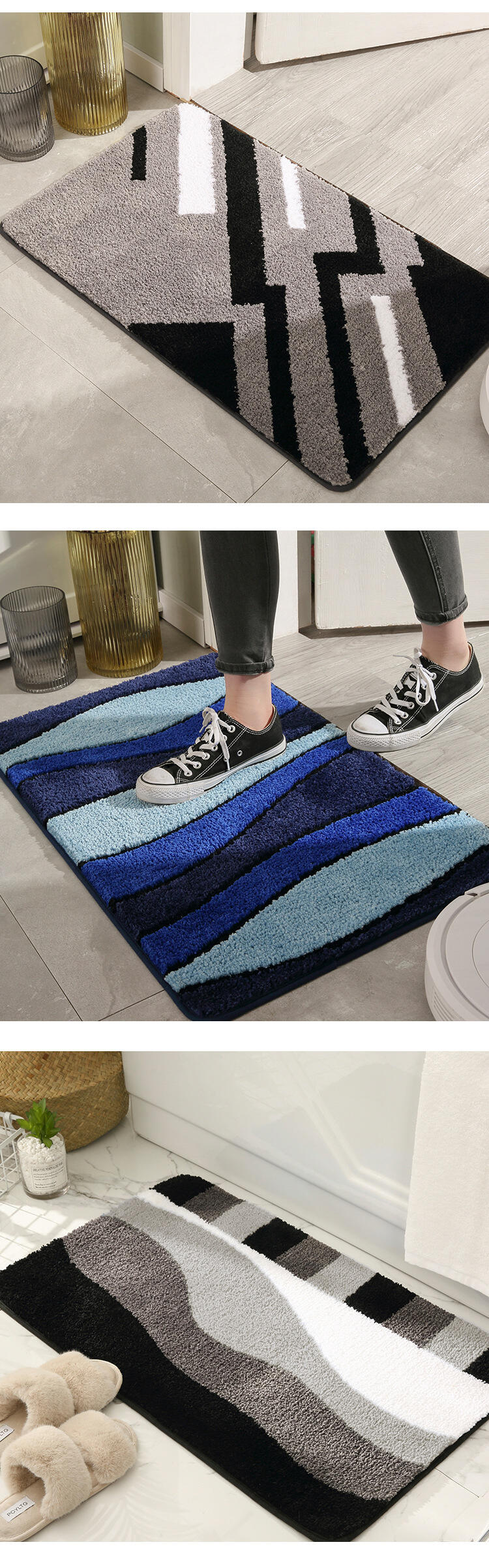 Hot Selling Microfiber Elegant Mats Door Floor Wavy Pattern Door Mats Living Room Decor Rugs manufacture