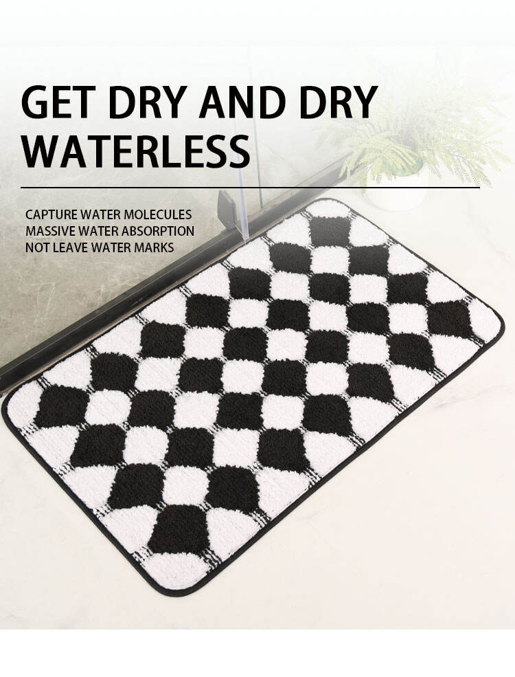 Custom Soft Microfiber Non Slip Checkered Bathroom Rugs Machine Washable Water Absorbent Tufted Bath Mat manufacture