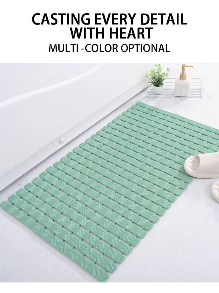 YFL Rectangle Shape High Quality Fashion Waterproof Non Slip PVC Bath Tub Suction Cups Square Shower Mat details