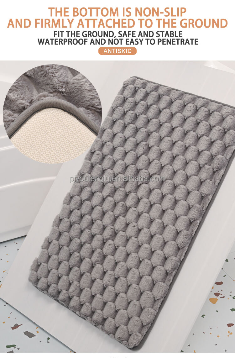 fish scale 3cm  absorbent non-slip Conical pattern quick dry cotton Toilet bath mat PVC bottom memory foam flannel household mat supplier