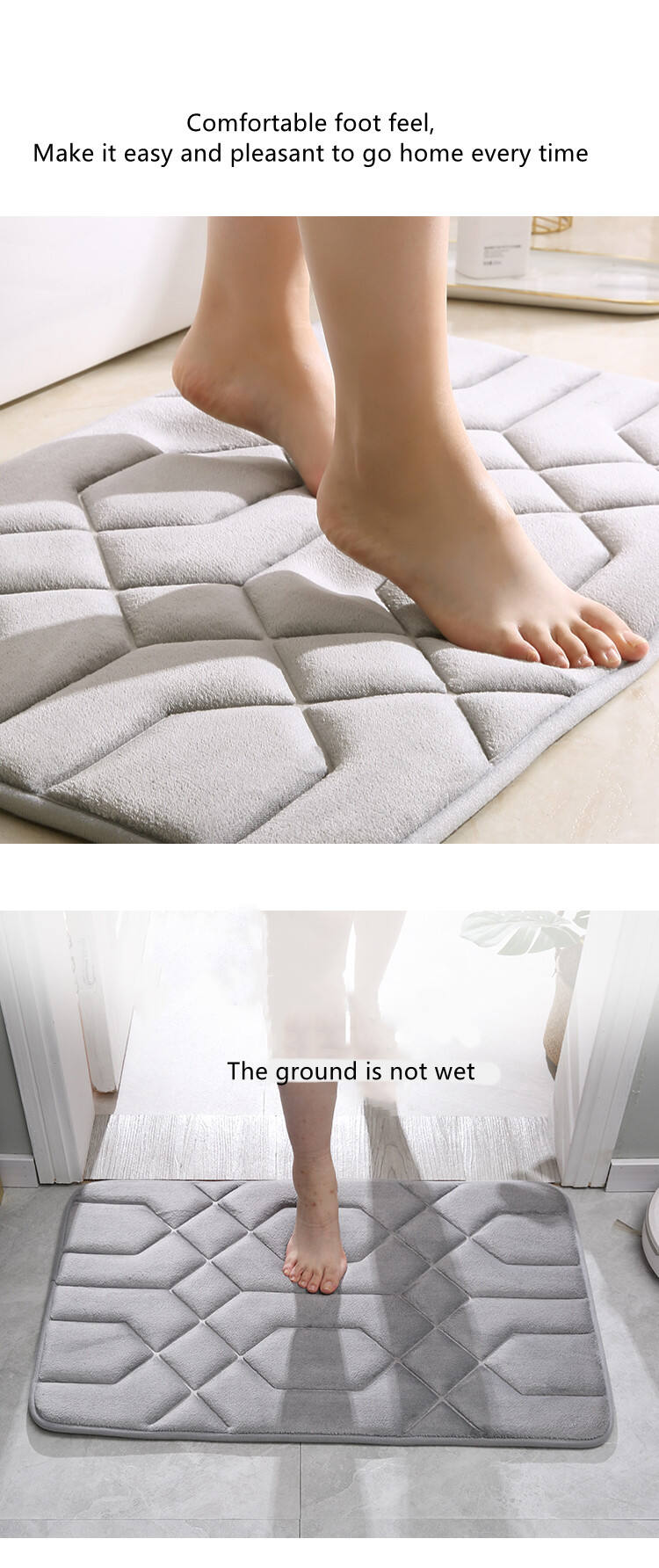 YFL bath mats non slip High Frequency Customized Absorbent bedroom Kitchen Bathroom Floor Mat supplier