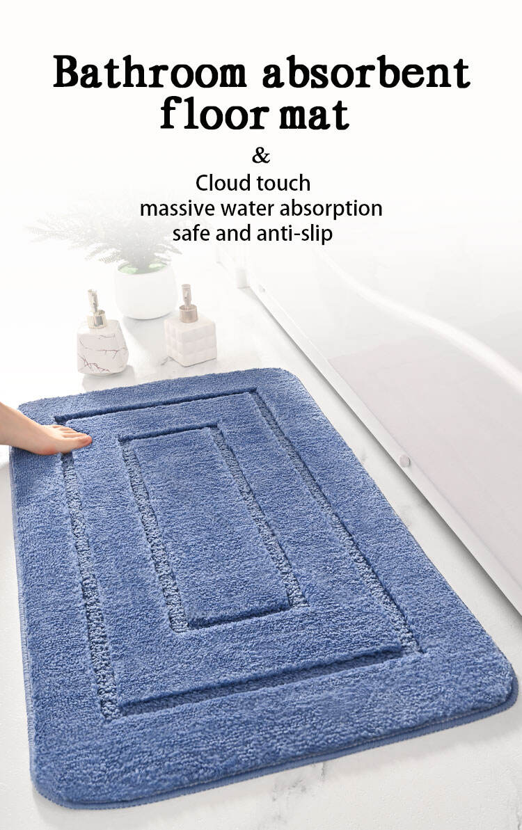 Rectangle Microfiber Non-Slip Bathroom Mat Excellent Absorbent and Quick Dry Bath Mat Soft Comfortable Hotel Door Rug details