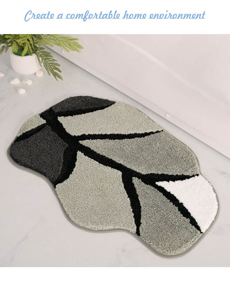 Custom Fluffy Leaf Shape Microfiber Shower Carpet Quick Dry Microfiber Tufted Bath Rug Non Slip Bath Mats factory