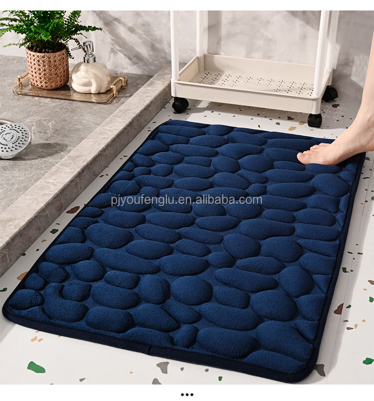 3D printing High frequency quick dry Non slip stereoscopic Cobblestone coral fleece Sandwich hot melt adhesive bottom bath mat manufacture