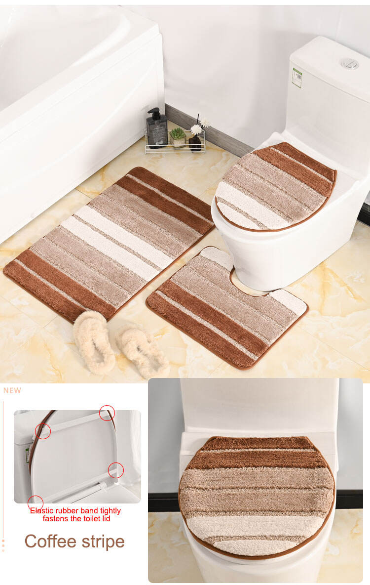 2023 New Design Microfiber Embossing toilet lid Water Absorbent Bathroom Non Slip Mat 100% Polyester Toilet Mat 3pcs toilet sets supplier