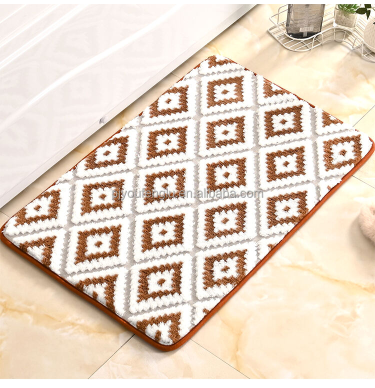 40x60cm Eco-Friendly Memory Foam Bath Mat - Anti-Slip Jacquard Sherpa Bathroom Rugs, Plush Bath Mats for Bathroom and Toilet, High-Absorbency Floor Coverings for a Cozy and Safe Bathroom Experience details