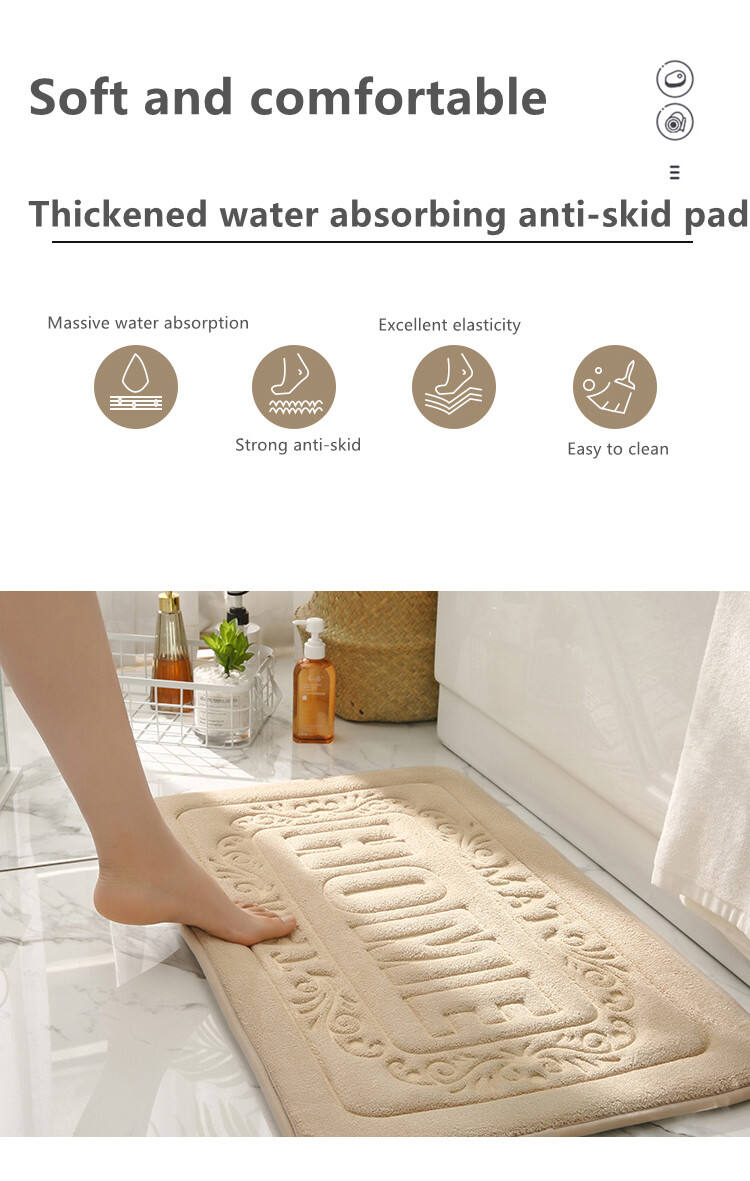 Coral Velvet Home High-frequency Soft absorbent bath mat non-slip memory foam bath rug Super waterproof carpets rug factory