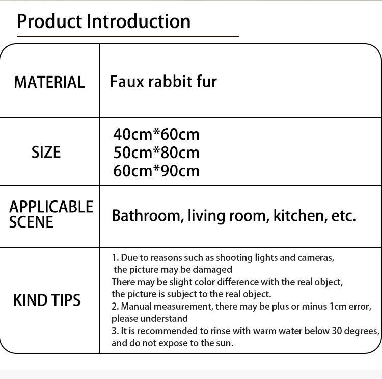 Hot sale Bath Mat Super Absorbent Non slip Faux Rabbit Fur Bathroom Rug waterproof easy clean anti-fatigue Bathroom Mat manufacture