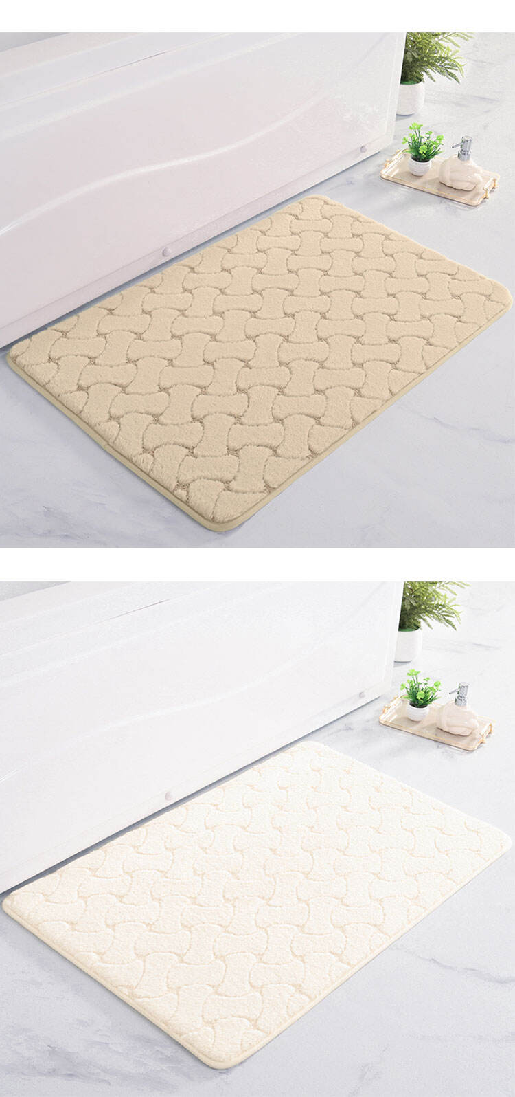 YFL Memory Foam Imi-tation Rabbit Fur Bone Pattern Special Design Rectangle Shape Comfortable And Environment-Friendly Bath factory