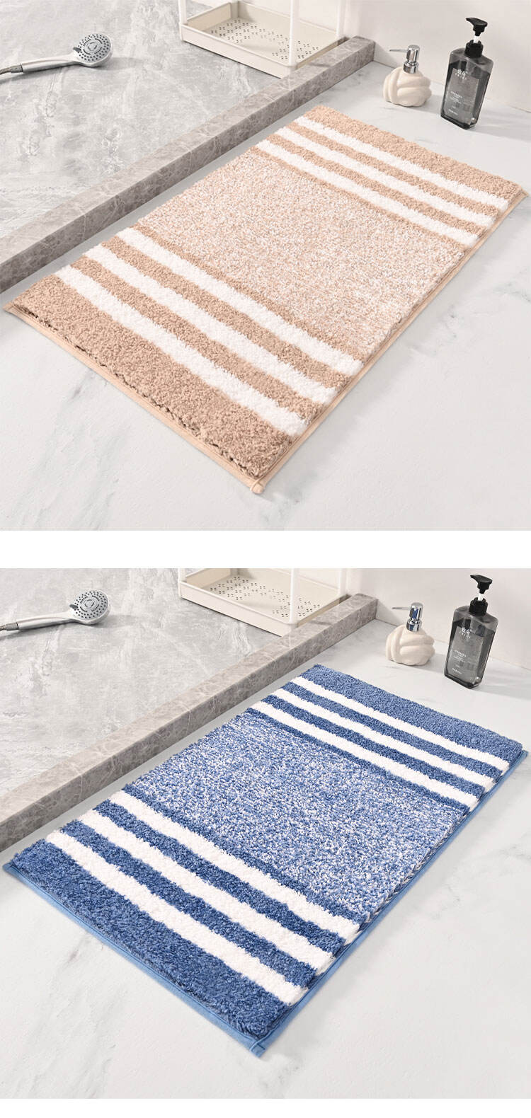 YFL Oem/Odm Luxury Flocking Bath Mats Strip Fluffy Machine Washable Bathroom Rug For Bathroom/Living Room/Bedroom supplier