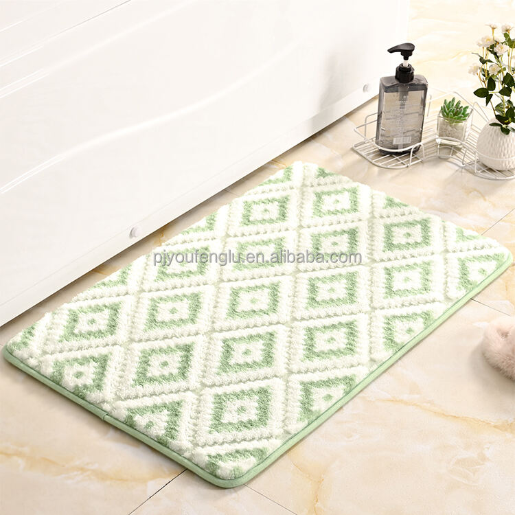 40x60cm Eco-Friendly Memory Foam Bath Mat - Anti-Slip Jacquard Sherpa Bathroom Rugs, Plush Bath Mats for Bathroom and Toilet, High-Absorbency Floor Coverings for a Cozy and Safe Bathroom Experience factory