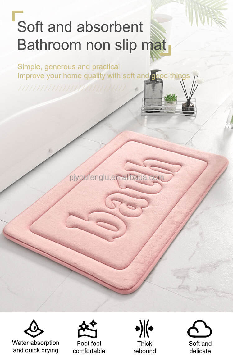 YFL High Quality Environment Friendly Coral Velvet Non Slip Bathroom Floor Mat Solid Color Indoor And Outdoor Door Mat factory