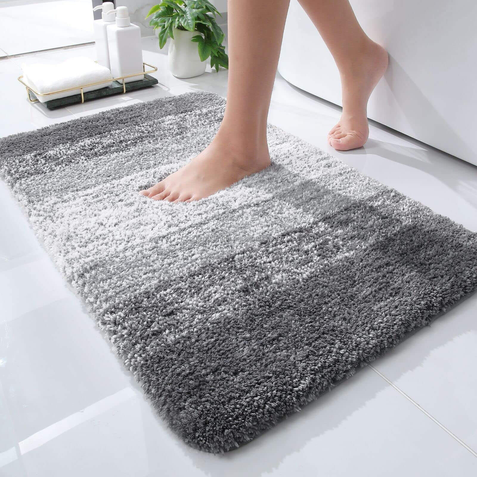 2023 Luxury Soft Absorbent bath mat Factory sale soft microfiber shaggy bath rug mat colorful Non slip TPR bottom floor mat factory