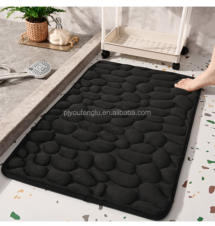 3D printing High frequency quick dry Non slip stereoscopic Cobblestone coral fleece Sandwich hot melt adhesive bottom bath mat manufacture