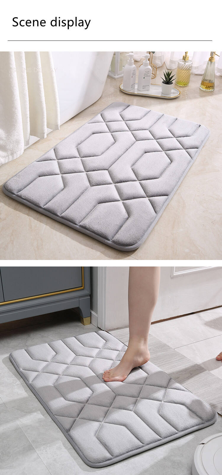 YFL bath mats non slip High Frequency Customized Absorbent bedroom Kitchen Bathroom Floor Mat supplier