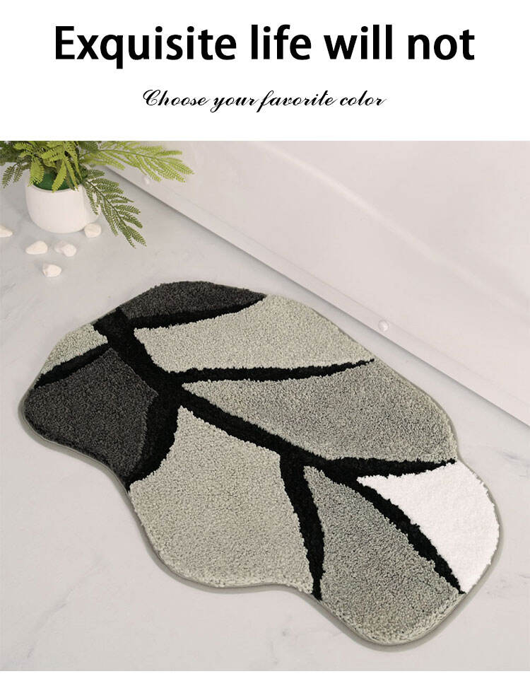 Custom Fluffy Leaf Shape Microfiber Shower Carpet Quick Dry Microfiber Tufted Bath Rug Non Slip Bath Mats details