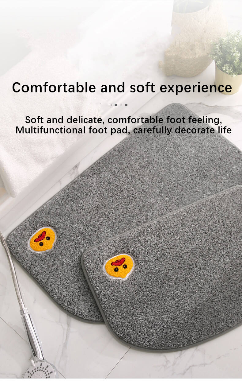 High-Quality Memory Foam Bath Mats - Non-Slip, Absorbent Bathroom Rugs with Charming Small Yellow Duck Embroidery, Ideal Floor Mats for Bathroom, Bedroom, and Home factory