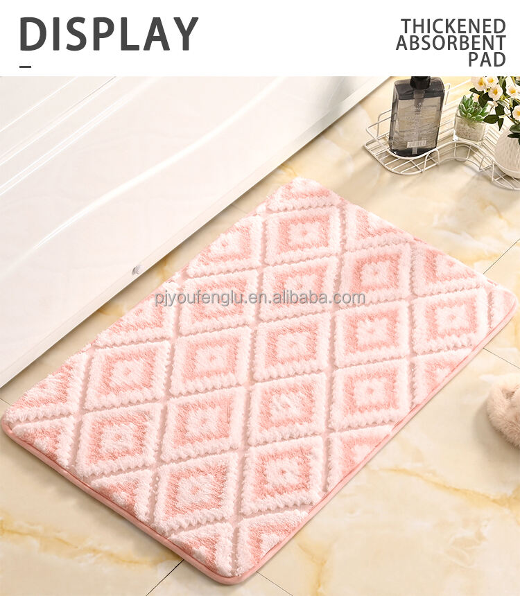 40x60cm Eco-Friendly Memory Foam Bath Mat - Anti-Slip Jacquard Sherpa Bathroom Rugs, Plush Bath Mats for Bathroom and Toilet, High-Absorbency Floor Coverings for a Cozy and Safe Bathroom Experience manufacture