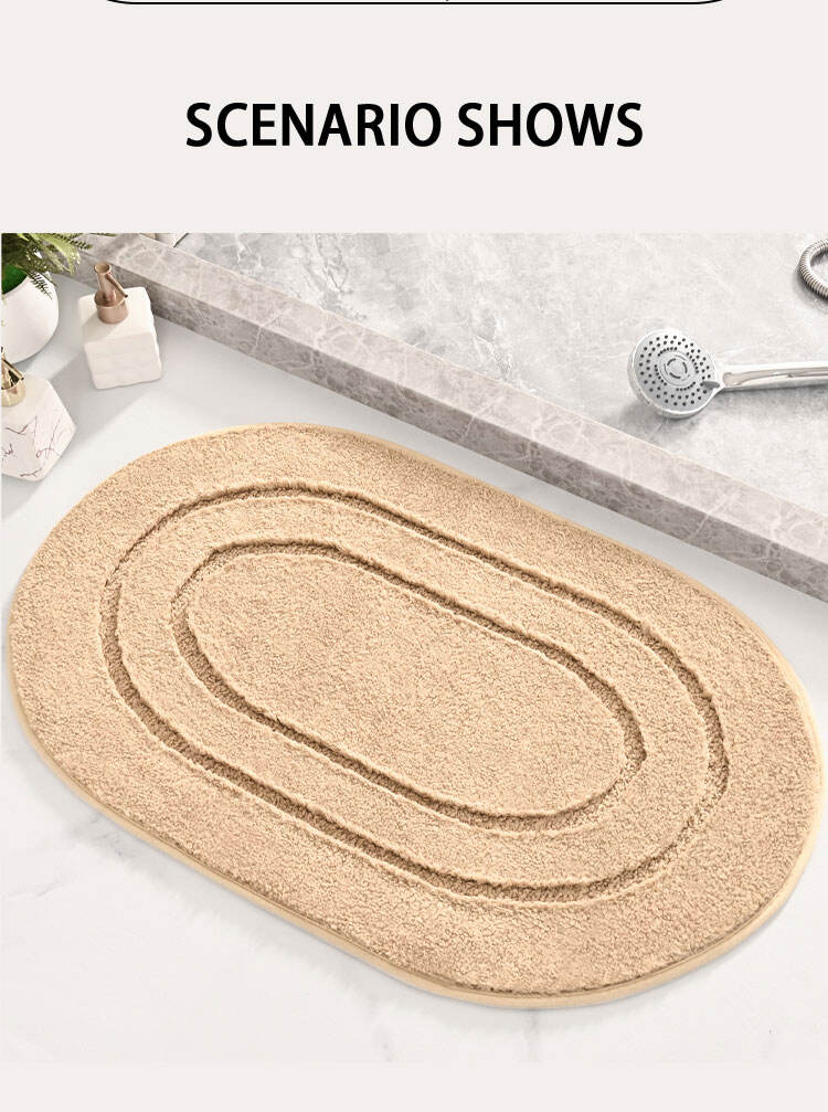 Custom Oval Non-Slip Bathroom Doorway Foot Mat Comfortable Soft Absorbent Microfiber Bathroom Rug Solid Color Bath Mat factory