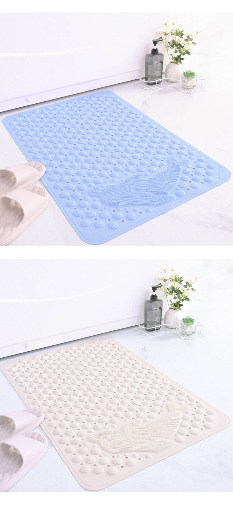 Anti-slip Bath Mat Non Toxic Shower Mats Machine Washable Bathtub Mat with Suction Cups and Drainage Holes details