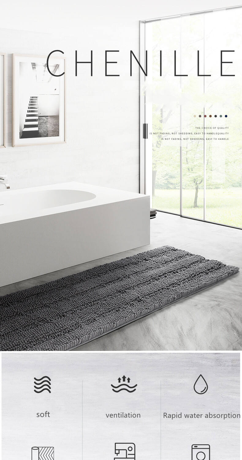 Hot Selling Chenille Floor Mat Bathroom Bedroom Water Absorbent Non Slip Mat details