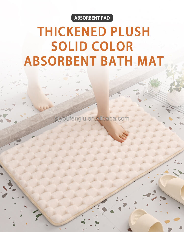 fish scale 3cm  absorbent non-slip Conical pattern quick dry cotton Toilet bath mat PVC bottom memory foam flannel household mat factory