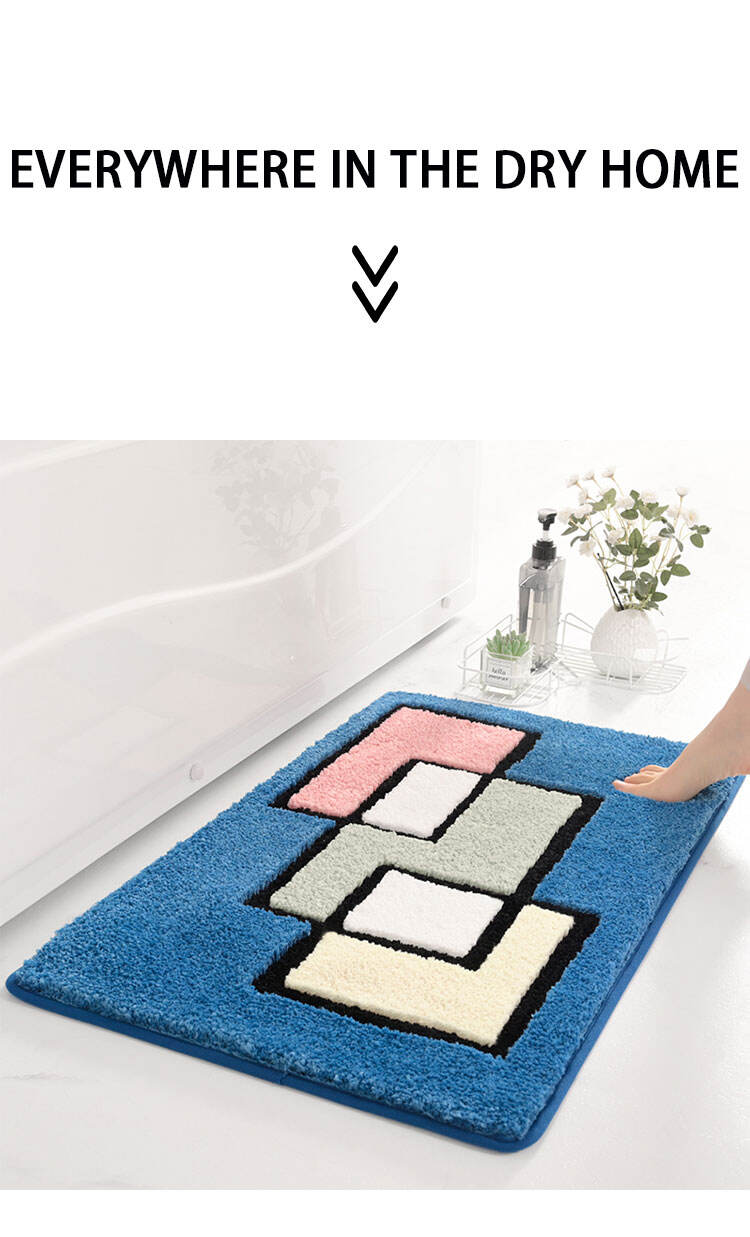 New Design Anti Slip Heat Transfer Digital Printed Carpet Super Fiber Easy Clean Non-slip 3 Plaid Bathroom Mat factory