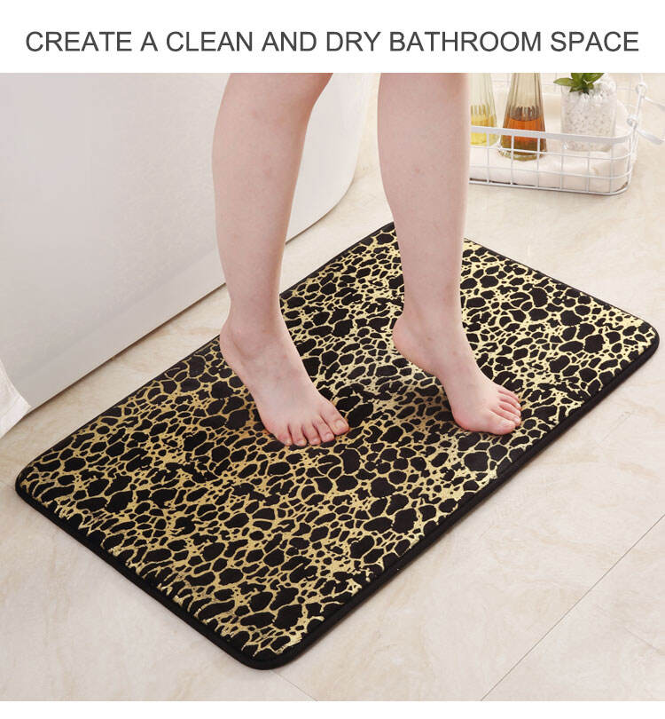 Short hair edge leopard breathable 1.5 cm memory foam absorbent non-slip PVC bottom  bathroom floor mats factory